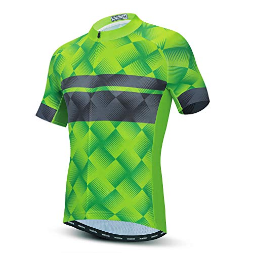 Weimostar Camiseta de Manga Corta para Hombre, Camiseta de Ciclismo, Camiseta de Ciclismo, Bici Transpirable, Ciclismo, Verde XXL