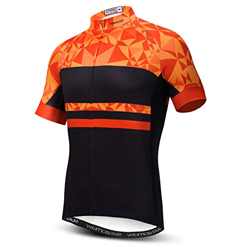 weimostar Ciclismo Jersey hombres bicicleta camisa MTB tops montaña carretera ropa Bicicletas chaqueta verano carreras ciclo blusa naranja L