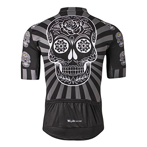 Weimostar - Maillot de ciclismo de montaña de manga corta para hombre, tallas S-5XL, Floral, Hombre, color Flor de calavera negra, tamaño XL For Chest 39-41"