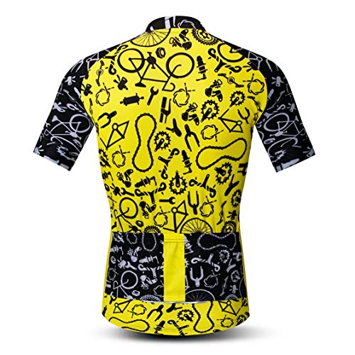 Weimostar Maillot de Ciclismo Hombres Ropa de Bici Maillot de Bici topMountain Road MTB Jersey Camisa Manga Corta Equipo Ropa Deportiva Montar en Amarillo L