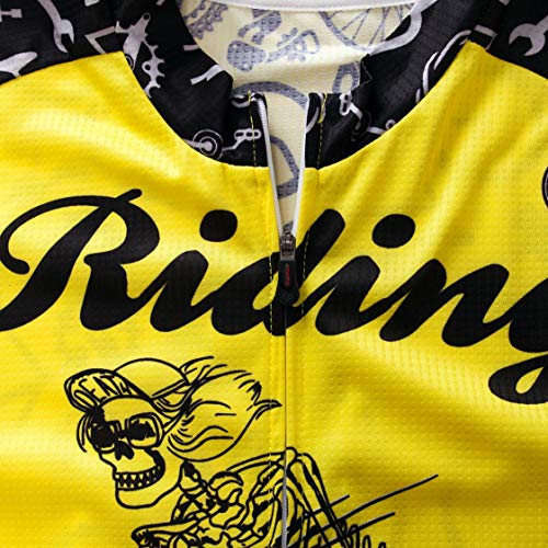 Weimostar Maillot de Ciclismo Hombres Ropa de Bici Maillot de Bici topMountain Road MTB Jersey Camisa Manga Corta Equipo Ropa Deportiva Montar en Amarillo L