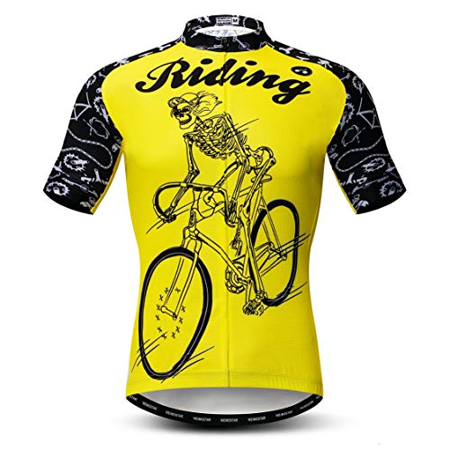 Weimostar Maillot de Ciclismo Hombres Ropa de Bici Maillot de Bici topMountain Road MTB Maillot Camisa Manga Corta Equipo Ropa Deportiva Montar Amarillo XXL