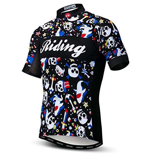 Weimostar Maillot de Ciclismo Hombres Ropa de Bici Maillot de Bicicleta Top Mountain Road MTB Jersey Camisa Manga Corta Equipo Ropa Deportiva Blanco Negro L