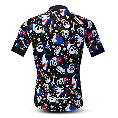 Weimostar Maillot de Ciclismo Hombres Ropa de Bici Maillot de Bicicleta Top Mountain Road MTB Jersey Camisa Manga Corta Equipo Ropa Deportiva Blanco Negro L