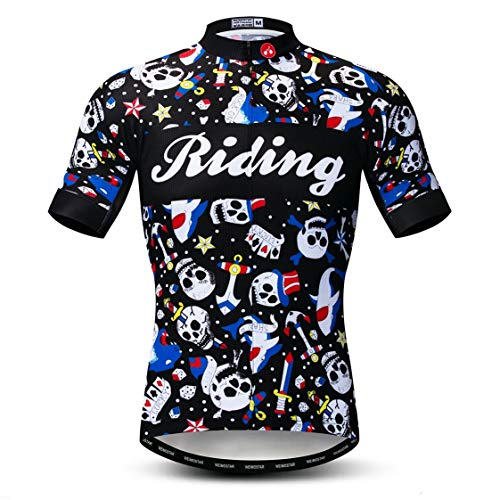 Weimostar Maillot de Ciclismo Hombres Ropa de Bici Maillot de Bicicleta Top Mountain Road MTB Jersey Camisa Manga Corta Equipo Ropa Deportiva Blanco Negro L