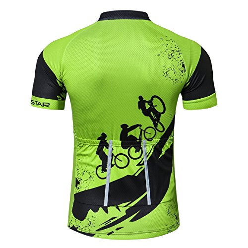 Weimostar - Maillot deportivo de ciclismo para hombre, de manga corta, para bicicleta de montaña, transpirable, de verano, color negro, Hombre, 13, M = Brust 90-96 cm