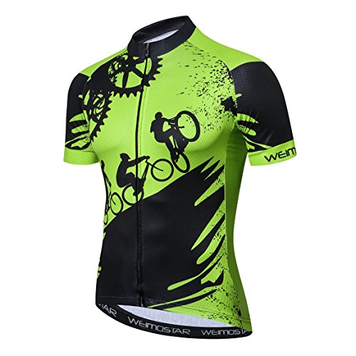 Weimostar - Maillot deportivo de ciclismo para hombre, de manga corta, para bicicleta de montaña, transpirable, de verano, color negro, Hombre, 13, XXXL = Brust 112-116 cm