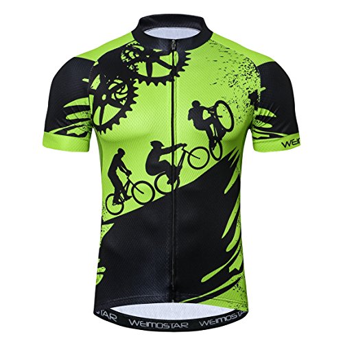 Weimostar - Maillot deportivo de ciclismo para hombre, de manga corta, para bicicleta de montaña, transpirable, de verano, color negro, Hombre, 13, XXXL = Brust 112-116 cm