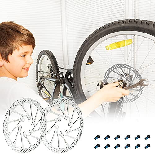 Weinsamkeit 2 Piezas de Rotor de Freno de Disco de Bicicleta de Acero Inoxidable de 160 Mm ， Disco 6 Tornillos , Adecuados para Bicicletas de Carretera Y Bicicletas de Montaña de Piezas de Reparación