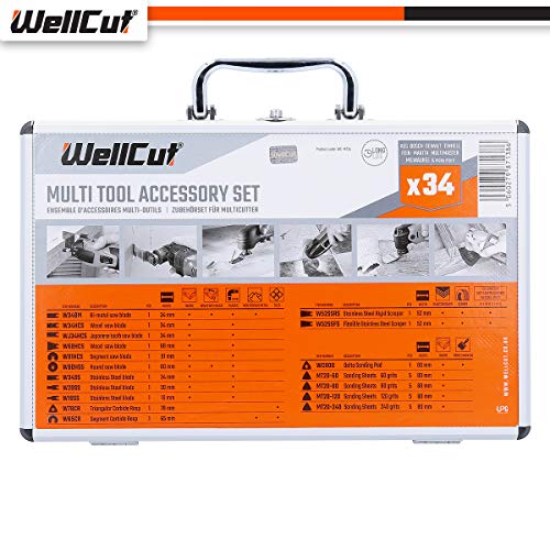 WELLCUT® WC-MT34 - Juego de cuchillas de sierra multiherramientas (34 piezas, aluminio)