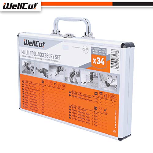 WELLCUT® WC-MT34 - Juego de cuchillas de sierra multiherramientas (34 piezas, aluminio)