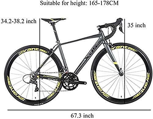 WENHAO Bicicleta de carretera, carreras for adultos de 16 velocidades, 480 mm Marco de aleación de aluminio ligero de 480 mm Ciudad de cercanía dedicada, ideal for viajes a la carretera fuera de carre