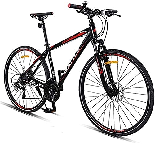 WENHAO Bicicleta de carretera for adultos, 27 bicicletas de velocidad con un tenedor de suspensión, frenos de disco mecánico, liberación rápida Bicicleta de cercanías urbanas, 700c (color: gris)