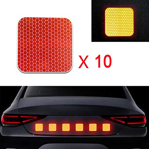 WENTS Adhesivos Reflectantes 24PCS Pegatinas Reflectantes Pegatinas Reflectantes Kit Adhesivo Universal para Bicicleta Cochecito Casco Moto Motocicleta Visibilidad de Noche (Rojo)