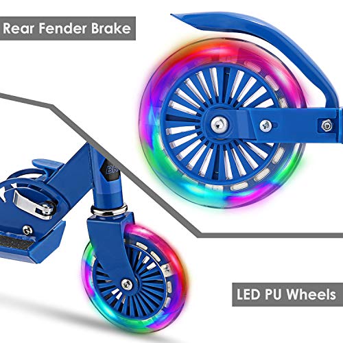 WeSkate Patinete 2 Led Ruedas para 3 a 12 Años Patinete Ajustable, Diseño Plegable, Manillar Ajustable, Carga Máxima de 110lbs