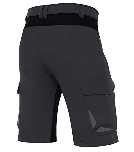 Wespornow Pantalones Cortos de Senderismo para Hombre con 6 Bolsillos al Aire Libre-Secado Rápido-Trekking-Senderismo-Bicicleta Cargo-Bermudas-Pantalones-Verano-Funcional (Negro, S)