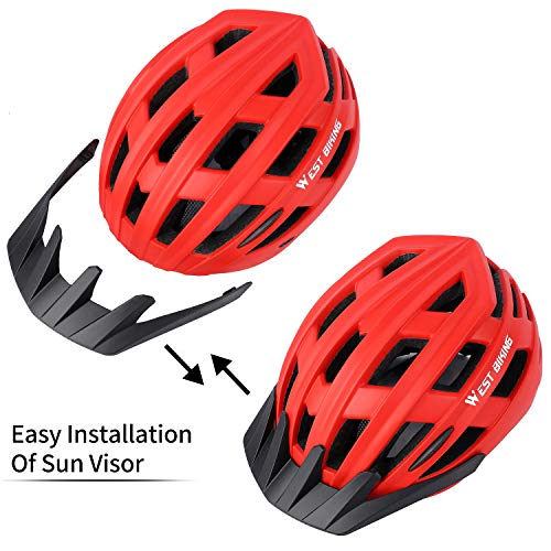 WESTGIRL Casco de bicicleta, casco de bicicleta sobre los cascos, casco de protección para bicicleta de montaña, de carreras BMX, casco de adulto con visera extraíble y forro