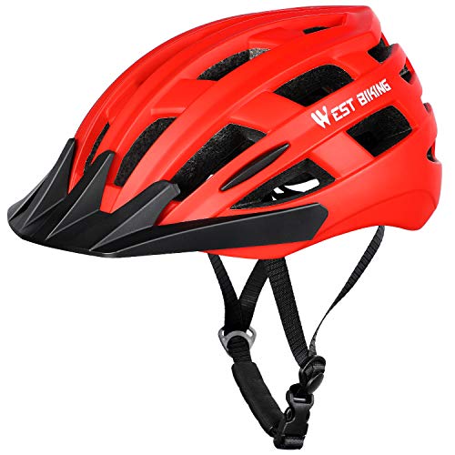 WESTGIRL Casco de bicicleta, casco de bicicleta sobre los cascos, casco de protección para bicicleta de montaña, de carreras BMX, casco de adulto con visera extraíble y forro