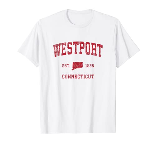 Westport Connecticut CT Vintage Sports Design Impresión roja Camiseta