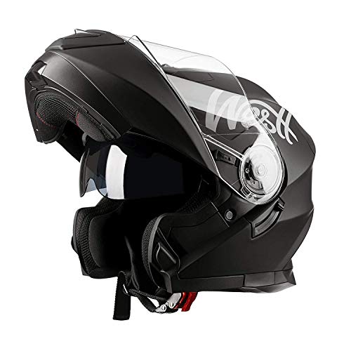 Westt - Casco Moto Modular Integral con Doble Visera Torque X, para Motocicleta Scooter, Certificado ECE, Color Negro, Talla S (55-56cm)