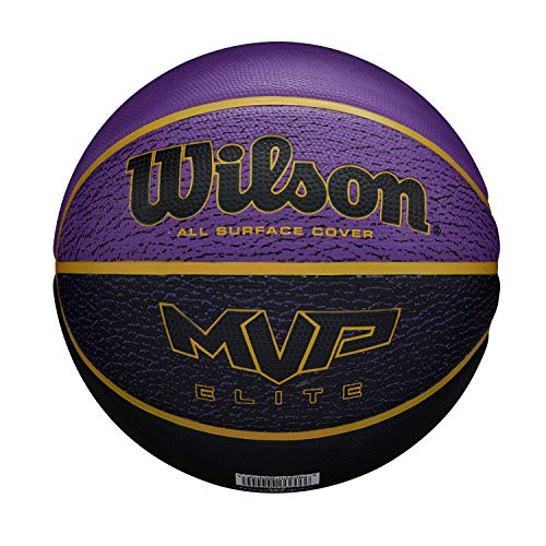 Wilson WTB1461XB07 Balón de Baloncesto, Mvp Elite Bskt 295 Prbl, Tamaño 7, Cubierta de Goma, Todas las Superficies, Morado/Negro