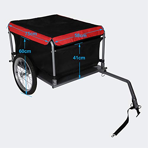 WilTec Remolque de Carga para Bicicleta 65kg con Barra tracción Plegable Carrito Bici Ciclismo Cicloturismo