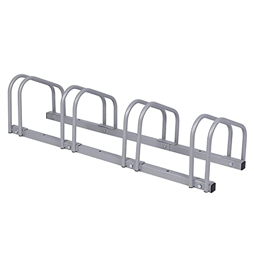 WilTec Soporte 4 Bicicletas Aparcamiento bicis Aparcabicis 95x33x27cm Metal galvanizado Exterior Suelo