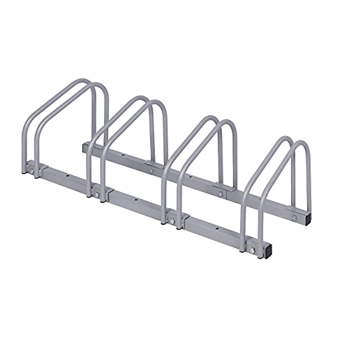 WilTec Soporte 4 Bicicletas Aparcamiento bicis Aparcabicis 95x33x27cm Metal galvanizado Exterior Suelo