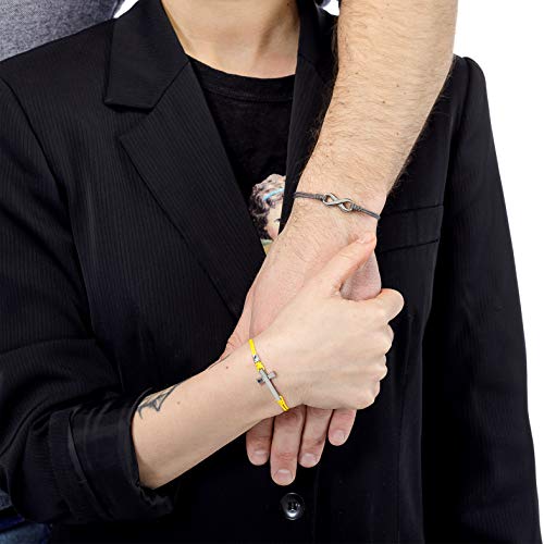 Wind Passion Pulsera de Cuerda Gris Kabbalah con Colgante Símbolo Infinito, Brazalete Trenzada Cordón Ajustable para Mujer, Hombre, Niños