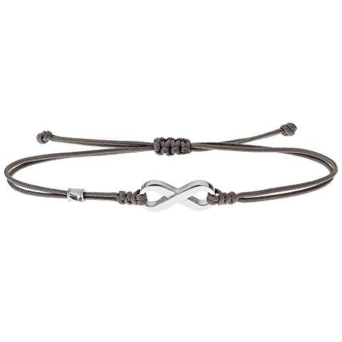 Wind Passion Pulsera de Cuerda Gris Kabbalah con Colgante Símbolo Infinito, Brazalete Trenzada Cordón Ajustable para Mujer, Hombre, Niños