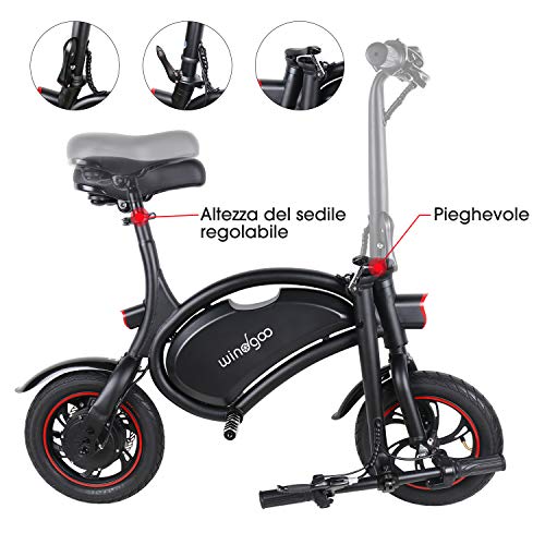 Windgoo Bicicleta Electrica 36V Plegable - E-Bike 12", Actualizar Bici Electrica Urbana Ligera para Adulto (Nero)