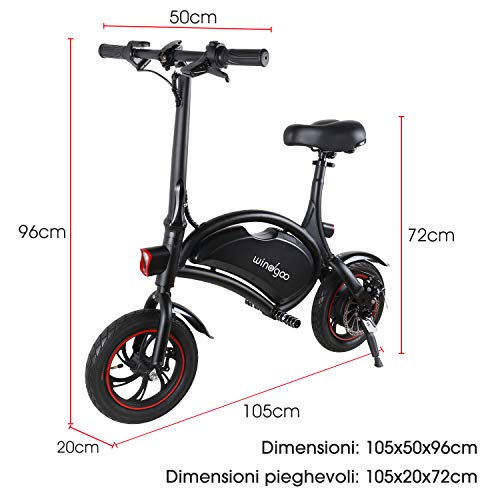 Windgoo Bicicleta Electrica 36V Plegable - E-Bike 12", Actualizar Bici Electrica Urbana Ligera para Adulto (Nero)