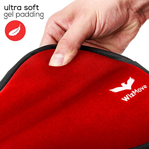 wizmove Funda de Gel para Sillin de Bicicleta con Profesional Cubierta Impermeabile – Comodidad Sensacional para Ciclismo de Clase en Carretera Montaña o Spinning, Rojo