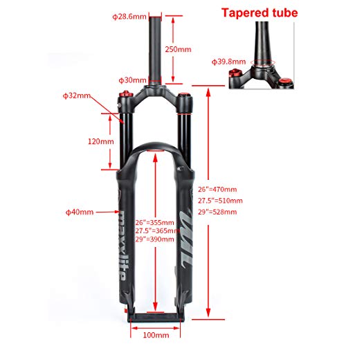 WLDOCA Horquilla neumática Delantera para Bicicleta de montaña 26 27,5 29 `` Horquilla de suspensión MTB Amortiguación Ajuste de Rebote Horquilla para Bicicleta Viaje 120MM,B,27.5''