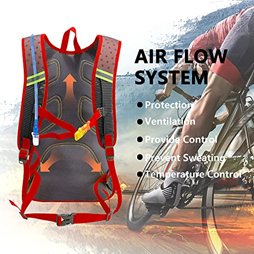 WLZP Mochila de hidratación con 2L Bolsa de Agua, 25L Mochilas Hidratacion MTB ，Vejiga de Agua Mochila Aplicar para hombresy Mujeres esquí, Funcionamiento, Senderismo, Ciclismo