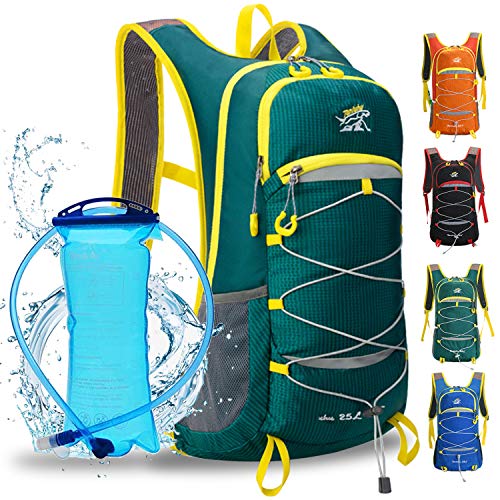 WLZP Mochila de hidratación con 2L Bolsa de Agua, 25L Mochilas Hidratacion MTB ，Vejiga de Agua Mochila Aplicar para hombresy Mujeres esquí, Funcionamiento, Senderismo, Ciclismo