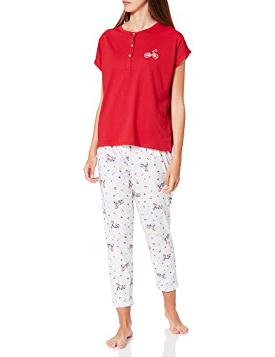 Women' Secret Pijama Largo algodón orgánico Estampado Bicicletas, Rojo, XS para Mujer