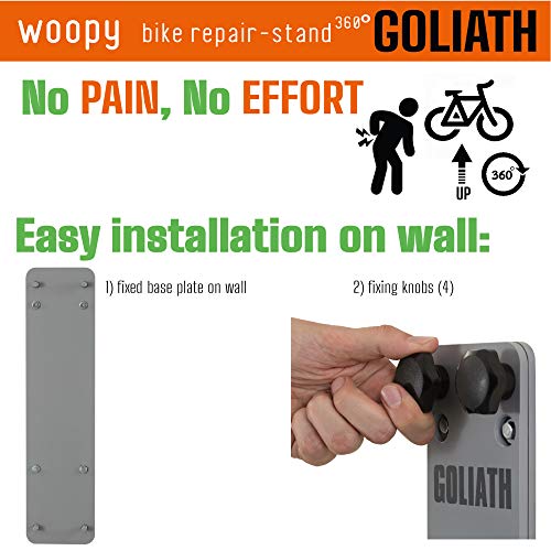 WOOPY Goliath G-Wall Soporte Bicicletas Pared, Altura Fija, Soporte Reparación Bicicletas, Desmontable, Mantenimiento de Bicicletas, Uso Exterior o Interior, Carga Máxima 60 kgs