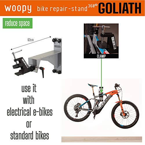 WOOPY Goliath G-Wall Soporte Bicicletas Pared, Altura Fija, Soporte Reparación Bicicletas, Desmontable, Mantenimiento de Bicicletas, Uso Exterior o Interior, Carga Máxima 60 kgs