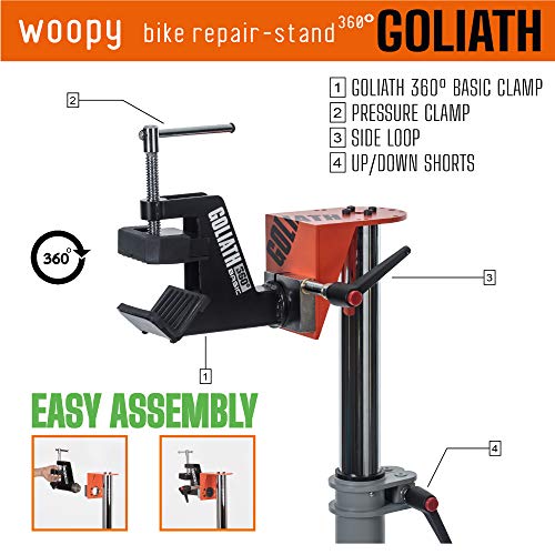 WOOPY Goliath G2 Soporte Bicicletas Suelo, Soporte Caballete Reparación Bicicletas, Altura Ajustable, Portátil para Mantenimiento Bicicletas, Uso Interior o Exterior, Carga Máxima 60 kg