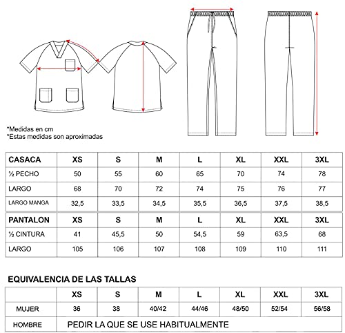 Work Team Uniforme Sanitario, con elástico y cordón en la Cintura, Casaca y Pantalon Unisex Azafata L