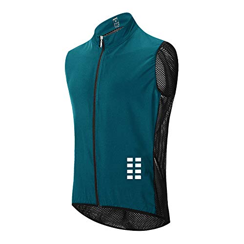 WOSAWE Chaleco de Ciclismo, Hombres Transpirable Sin Mangas Chaqueta de MTB Cortavientos Ropa de Bicicleta (Navy L)