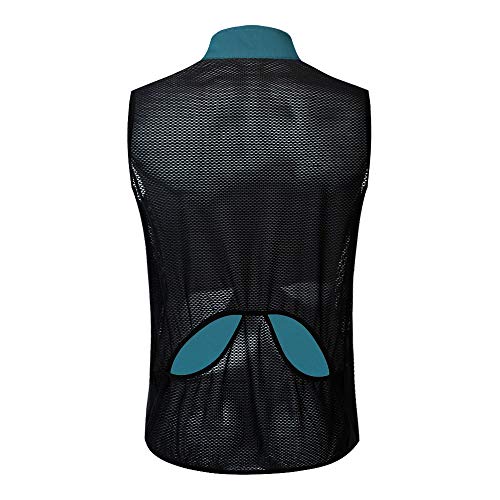 WOSAWE Chaleco de Ciclismo, Hombres Transpirable Sin Mangas Chaqueta de MTB Cortavientos Ropa de Bicicleta (Navy L)