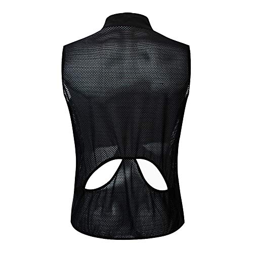 WOSAWE Chaleco de Ciclismo, Hombres Transpirable Sin Mangas Chaqueta de MTB Cortavientos Ropa de Bicicleta (Negro M)