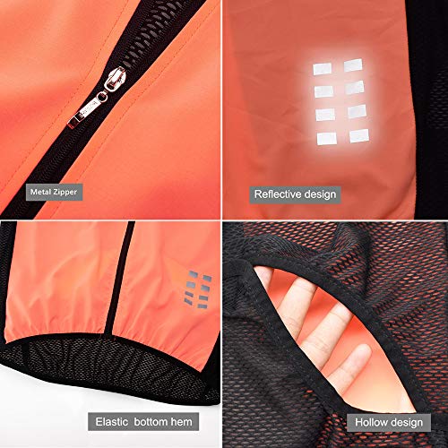 WOSAWE Chaleco de Ciclismo, Hombres Transpirable Sin Mangas Chaqueta de MTB Cortavientos Ropa de Bicicleta (Rosado XL)