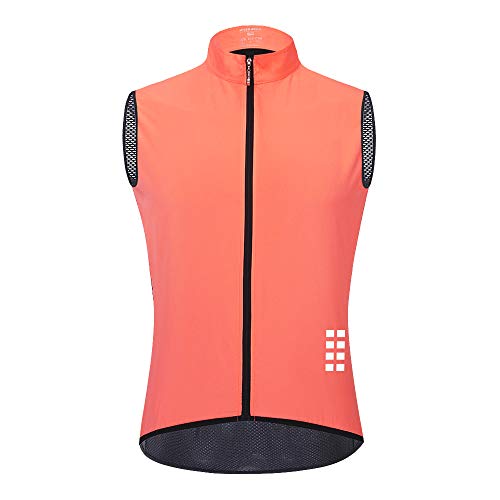 WOSAWE Chaleco de Ciclismo, Hombres Transpirable Sin Mangas Chaqueta de MTB Cortavientos Ropa de Bicicleta (Rosado XL)