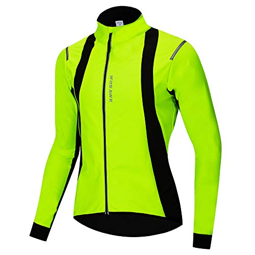 WOSAWE Chaqueta de Ciclismo para Hombre Prueba de Viento Térmico Manga Larga MTB Chaquetas para Invierno Otoño (BC232 Verde XL)