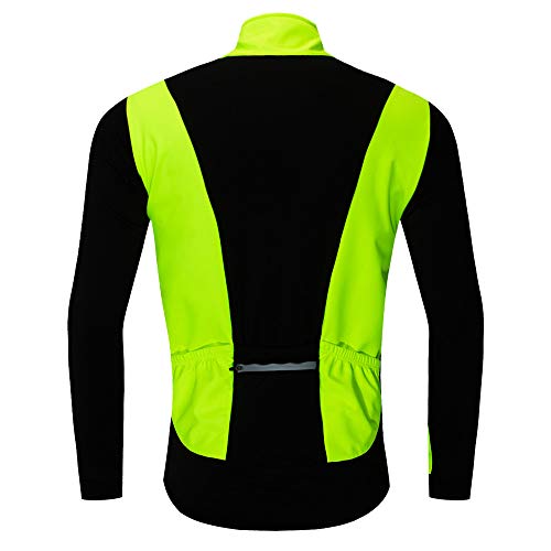 WOSAWE Chaqueta de Ciclismo para Hombre Prueba de Viento Térmico Manga Larga MTB Chaquetas para Invierno Otoño (BC232 Verde XL)