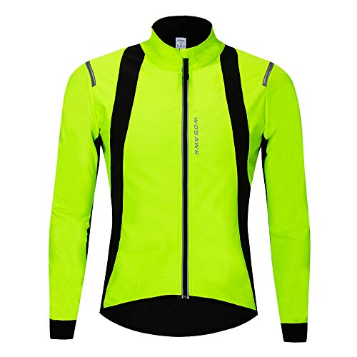 WOSAWE Chaqueta de Ciclismo para Hombre Prueba de Viento Térmico Manga Larga MTB Chaquetas para Invierno Otoño (BC232 Verde XL)