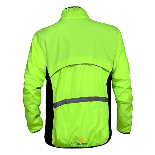 WOSAWE Ciclismo chaqueta impermeable hombres mujeres transpirable MTB Jersey manga larga Racing cortavientos abrigo para todas las estaciones, Unisex, Verde-A, L